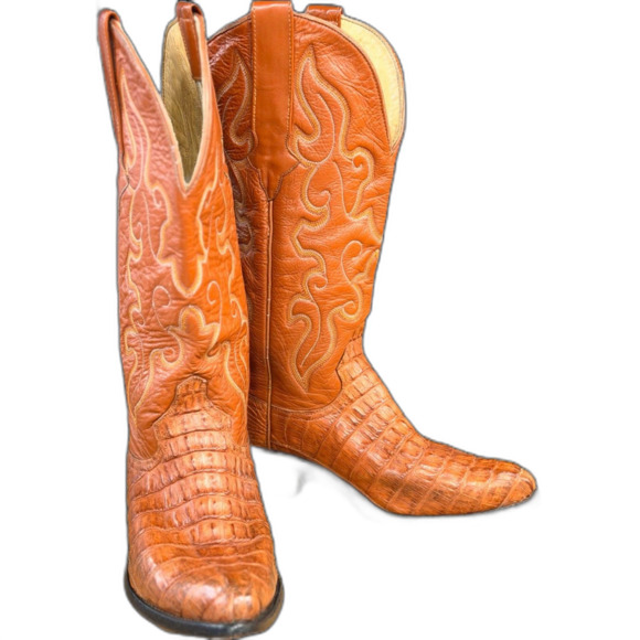 Vintage Handmade Crocodile Belly Western Boots – Women’s 7.5–8 (Men’s 6 EE) - Picture 2 of 7
